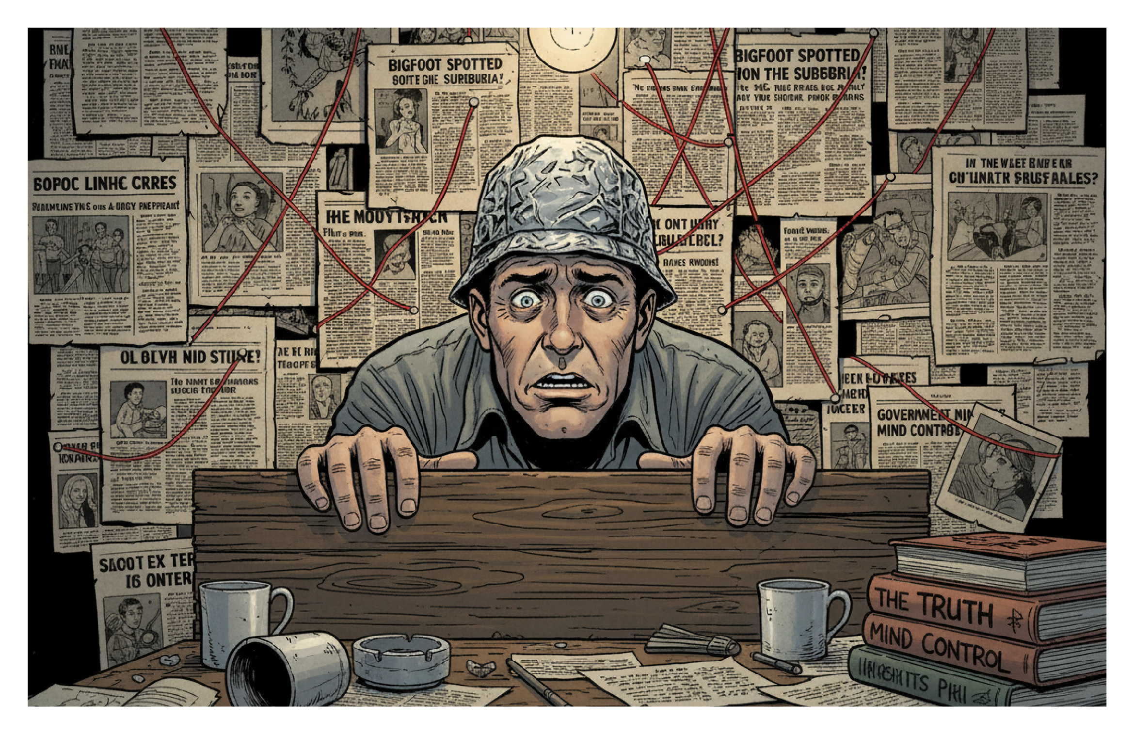 Paranoid person for debit card fraud post illustration